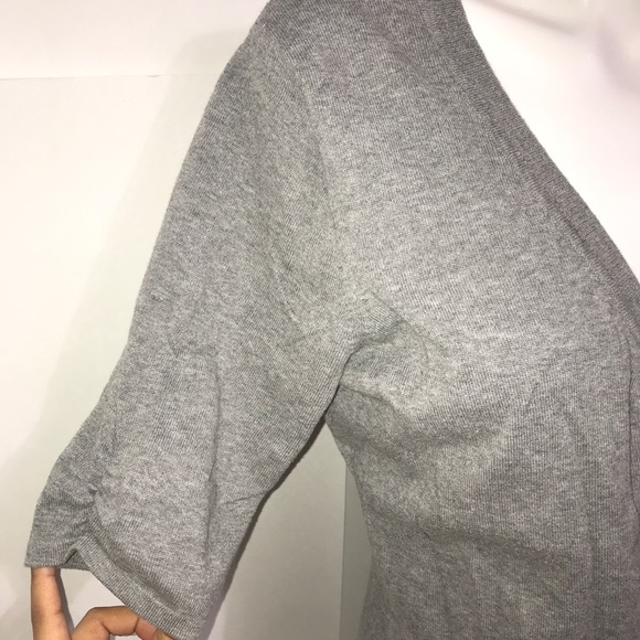 Reitmans Stone Grey V-Neck Stretchy Nylon Sweater - Picture 3 of 7